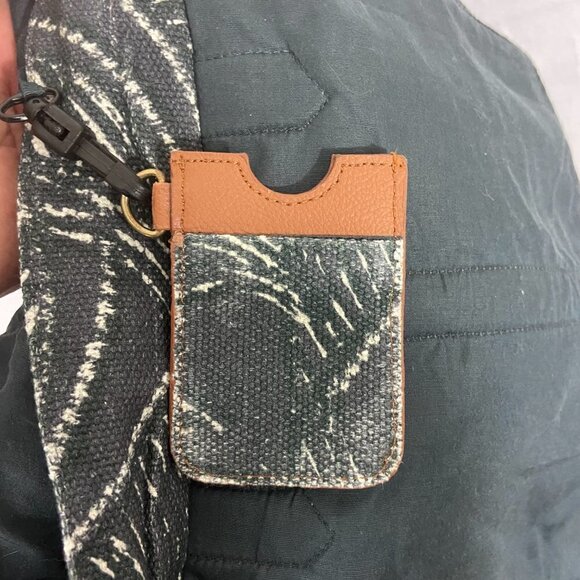 Lu & Elle Grey Paradise Palm Tropical Print Backpack Tote Bag Cotton & Leather - Picture 6 of 7